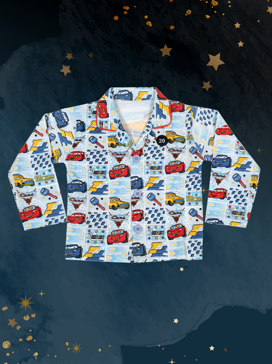 Zooming Cars Cartoon Night Suit Set For Boys