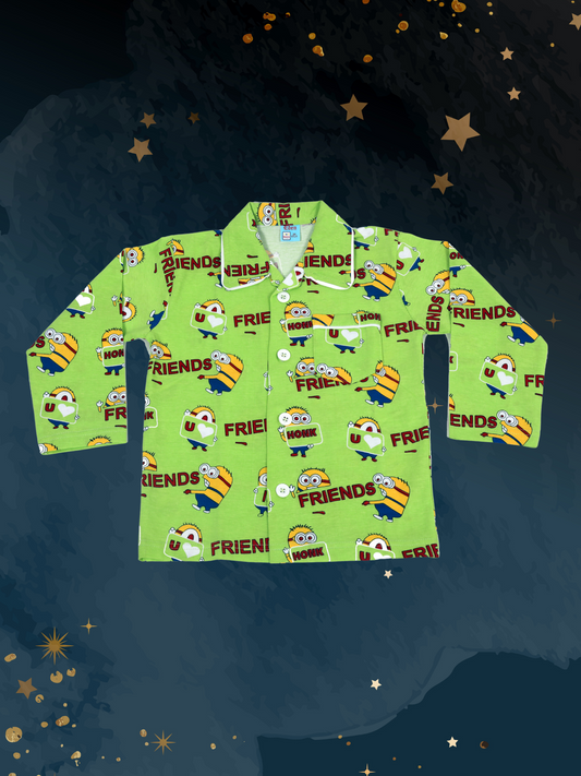 Minion Friends Green Night Suit Set For Boys